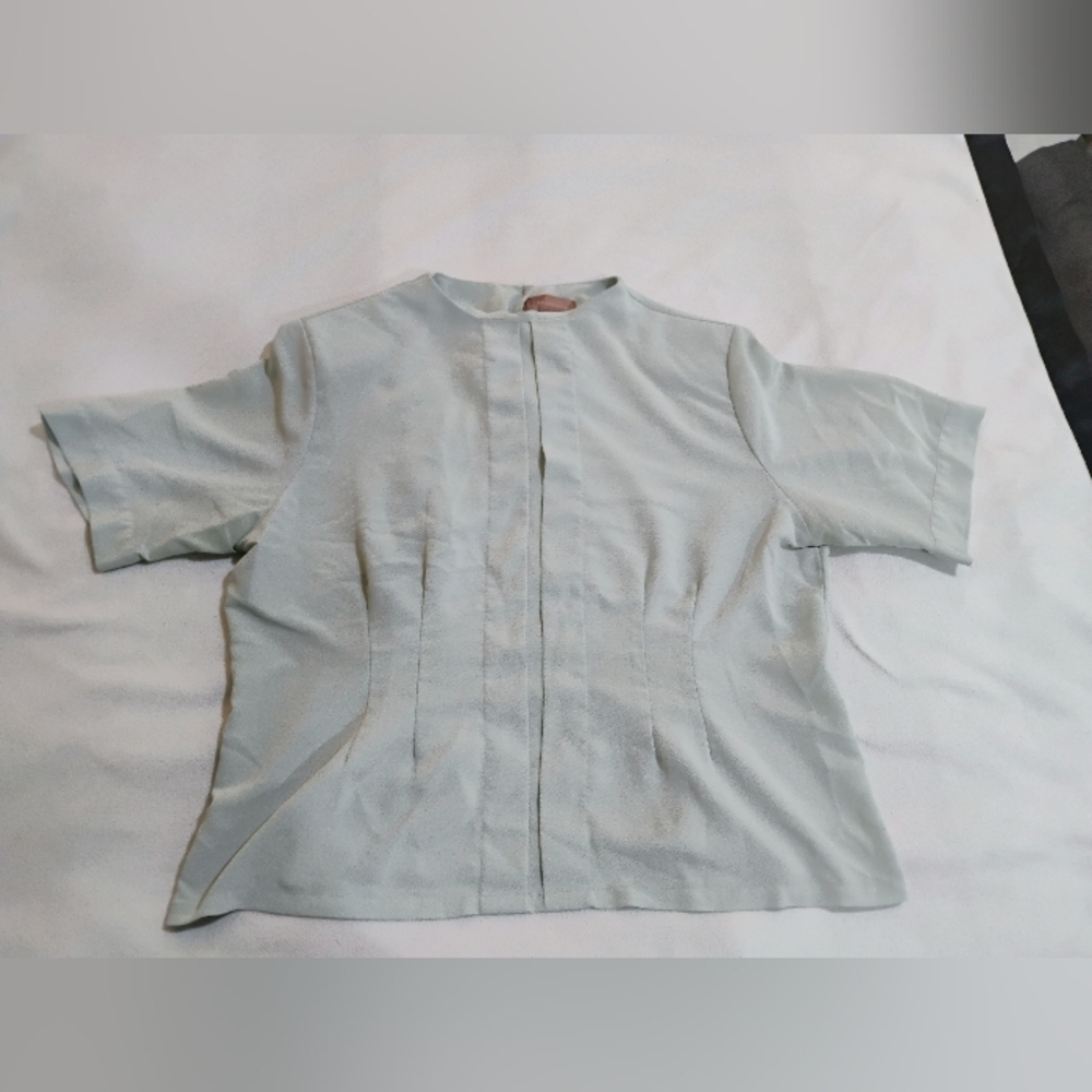 Worthington Soft Blue Short Sleeve Blouse